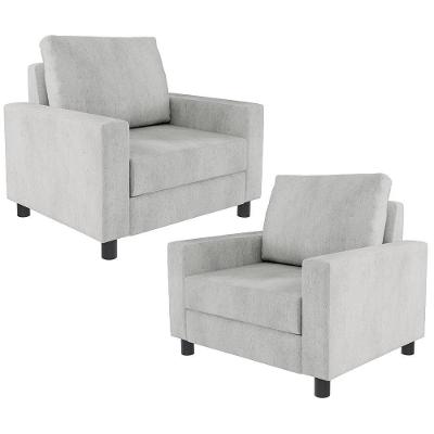 Kit 2 Poltronas Decorativas Malta L02 Linho Cinza Lyam Decor