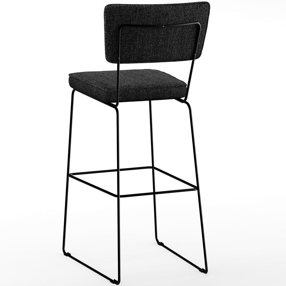 Kit 05 Banquetas Altas Faixa Camel Linho Chumbo - 2