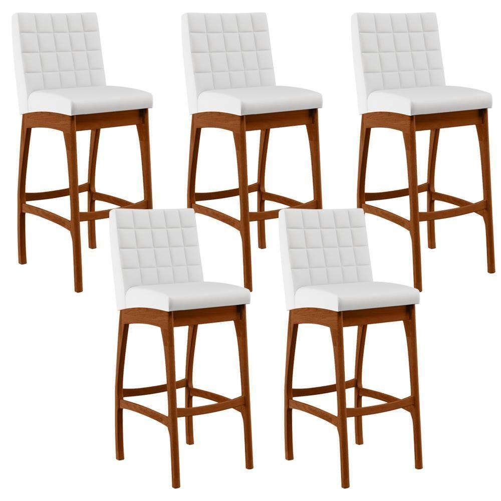 Kit 05 Banquetas Altas Mila Facto Branco Fosco - 1