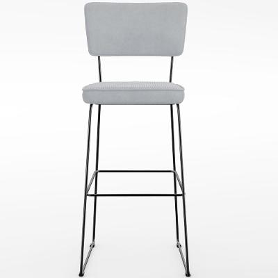 Kit 02 Banquetas Alta Para Cozinha Sala De Jantar Base Em Aço Allana L02 Suede Cinza