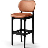 Kit 02 Banquetas Alta Para Cozinha Madeira Fixa Betta L02 Preto Couríssimo Camel - 7