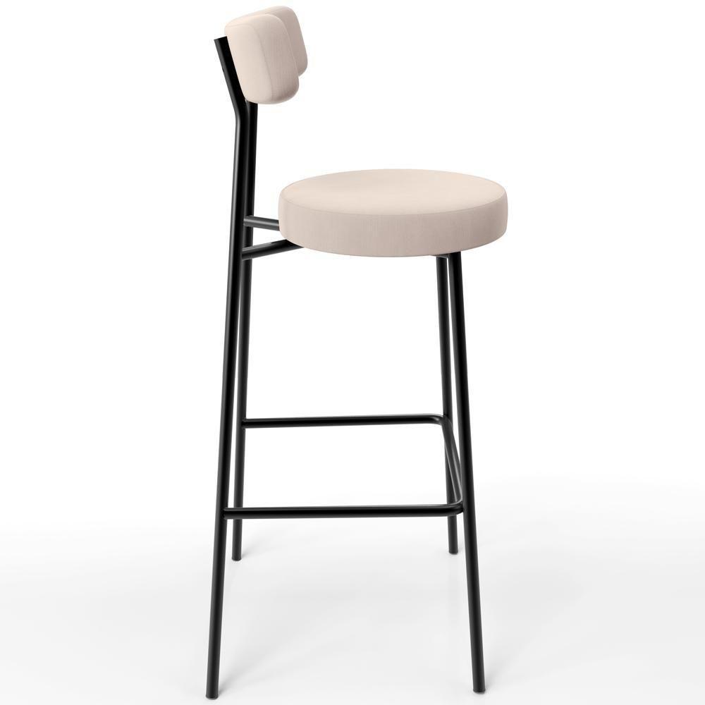 Kit 04 Banquetas Baixa Bar Cozinha Sala De Jantar Estrutura Em Aço Milão L02 Suede Bege - 5