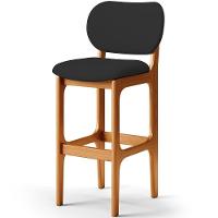 Kit 02 Banquetas Alta Para Cozinha Madeira Fixa Betta L02 Imbuia Facto Preto - 7