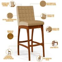 Kit 05 Banquetas Altas Para Cozinha B04 Bege Escuro - 12