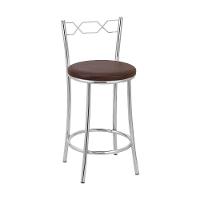 Kit 2 Banquetas Cromadas Assento Espuma D15 Treparoni Marrom - 1