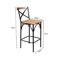 Kit 4 Banquetas Alta Industrial Paris Base Alumínio Com Encosto - Natural - Bege