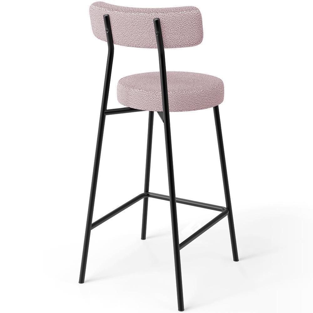 Banqueta Baixa Para Cozinha Sala De Jantar Bar Bancada Milão L02 Bouclê Rosê - Lyam Decor - 2