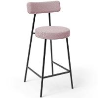 Banqueta Baixa Para Cozinha Sala De Jantar Bar Bancada Milão L02 Bouclê Rosê - Lyam Decor - 1