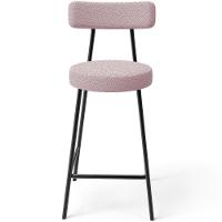 Banqueta Baixa Para Cozinha Sala De Jantar Bar Bancada Milão L02 Bouclê Rosê - Lyam Decor