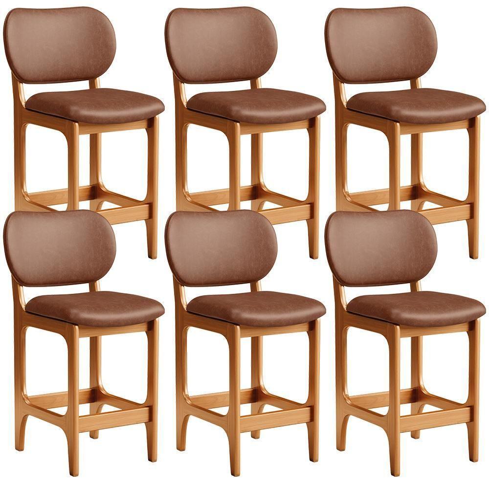 Kit 06 Banquetas Baixa Bar Cozinha E Sala De Jantar Fixa Betta L02 Imbuia Couríssimo Marrom - 1