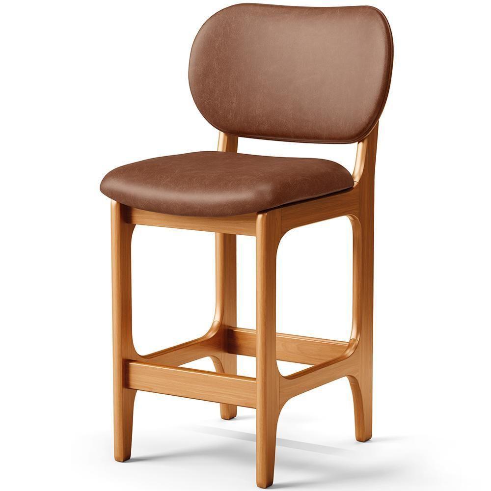 Kit 06 Banquetas Baixa Bar Cozinha E Sala De Jantar Fixa Betta L02 Imbuia Couríssimo Marrom - 4