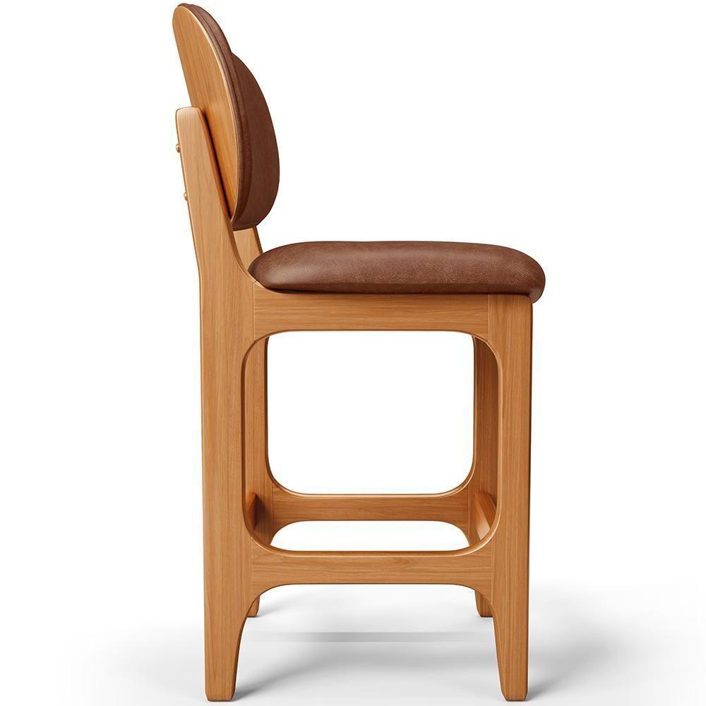 Kit 06 Banquetas Baixa Bar Cozinha E Sala De Jantar Fixa Betta L02 Imbuia Couríssimo Marrom - 7