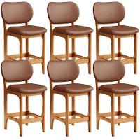 Kit 06 Banquetas Baixa Bar Cozinha E Sala De Jantar Fixa Betta L02 Imbuia Couríssimo Marrom - 1