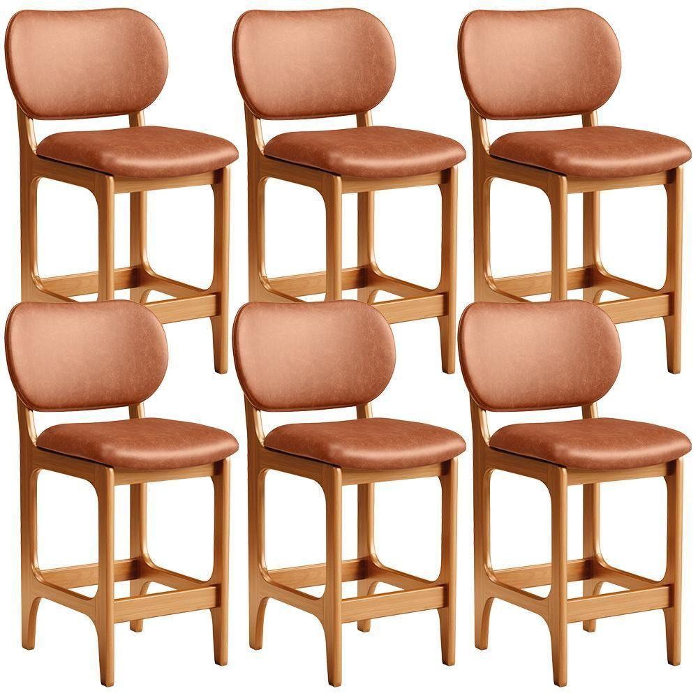 Kit 06 Banquetas Baixa Bar Cozinha E Sala De Jantar Fixa Betta L02 Imbuia Couríssimo Camel - 1
