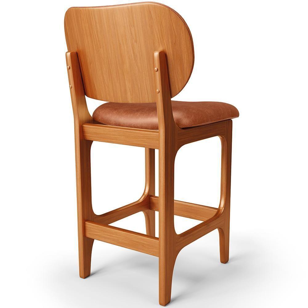 Kit 06 Banquetas Baixa Bar Cozinha E Sala De Jantar Fixa Betta L02 Imbuia Couríssimo Camel - 2