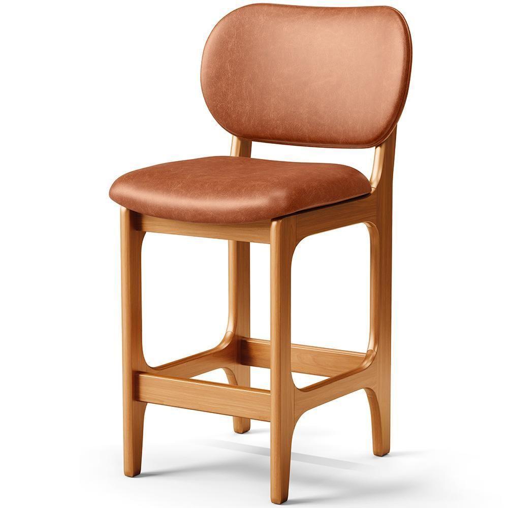 Kit 06 Banquetas Baixa Bar Cozinha E Sala De Jantar Fixa Betta L02 Imbuia Couríssimo Camel - 3