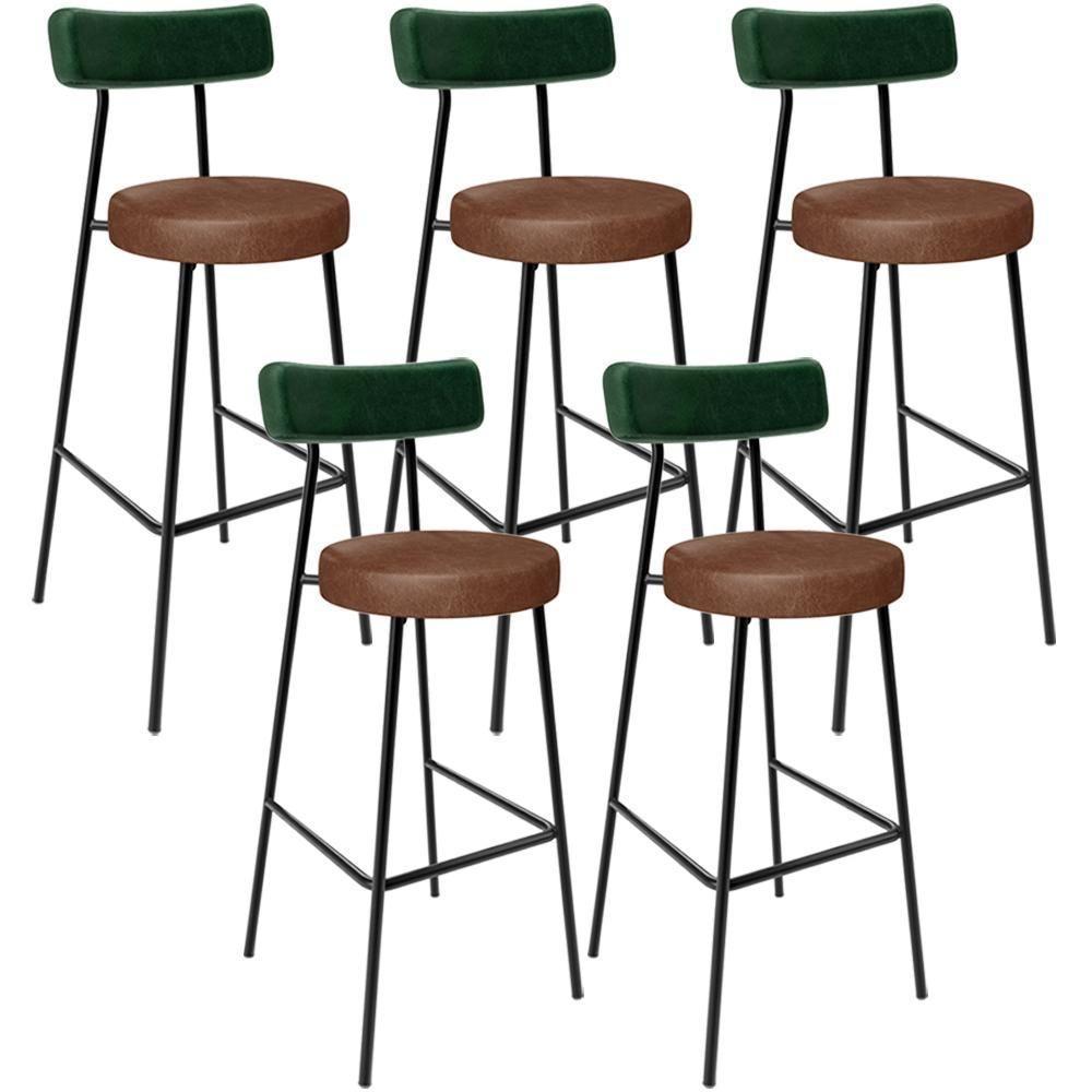 Kit 05 Banquetas Alta Cozinha Sala De Jantar Milão L02 Facto Verde Couríssimo Marrom - Lyam Decor - 1