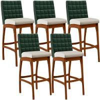 Kit 05 Banquetas Altas B04 Verde Musgo Champagne - 1