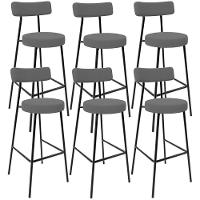 Kit 06 Banquetas Altas Cozinha Bar Sala De Jantar Em Aço Milão L02 Suede Cinza - Lyam Decor - 1