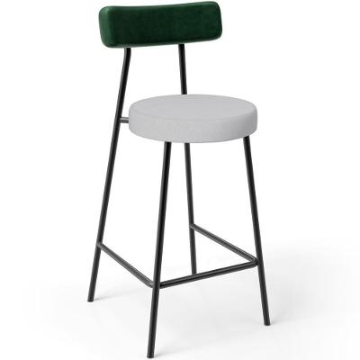 Kit 06 Banquetas Baixa Bar Cozinha E Sala De Jantar Milão L02 Facto Verde Linho Cinza - Lyam Decor