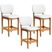 Kit 03 Banquetas Baixa Bar Cozinha E Sala De Jantar Fixa Betta L02 Imbuia Facto Branco - 1