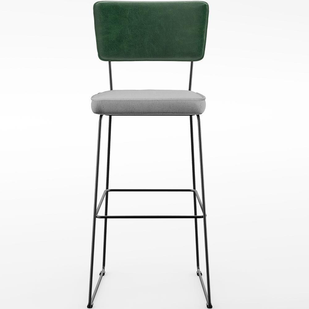 Kit 03 Banquetas Altas Facto Verde Musgo Linho Cinza - 5