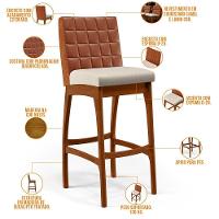 Kit 03 Banquetas Altas Mila Camel Linho Cru - 7