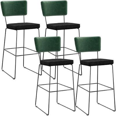 Kit 04 Banquetas Altas Facto Verde Musgo Linho Chumbo