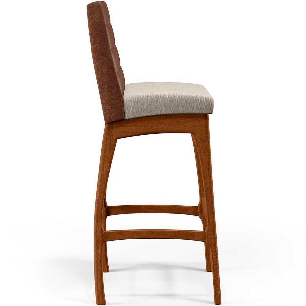 Banqueta Alta Cozinha De Jantar Fixa Mila B04 Marrom Cru - 4
