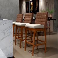 Banqueta Alta Cozinha De Jantar Fixa Mila B04 Marrom Cru - 8