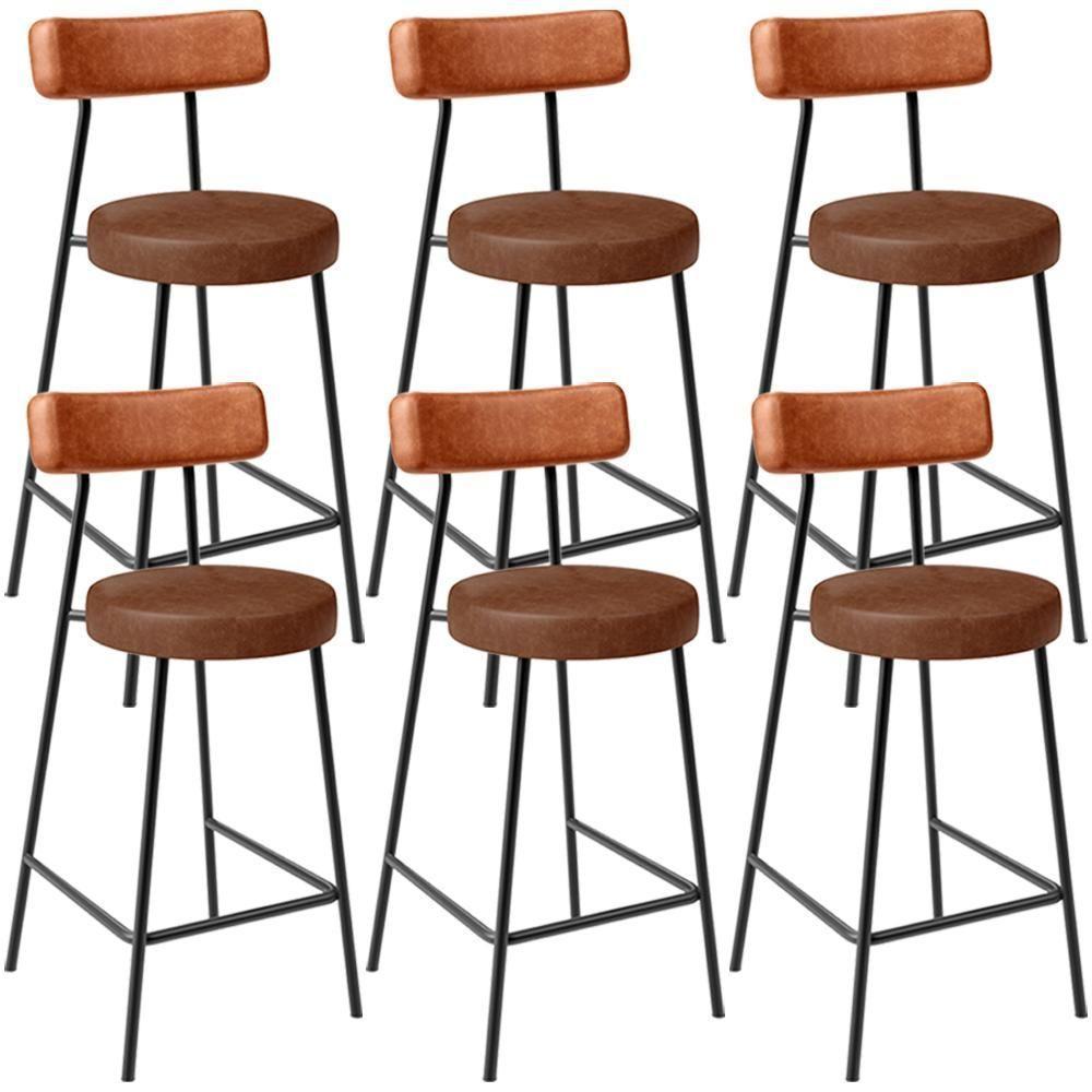 Kit 06 Banquetas Baixa Cozinha Sala Jantar Bancada Milão L02 Couríssimo Camel Marrom - Lyam Decor - 1