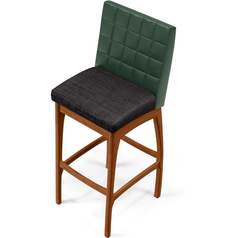 Kit 03 Banquetas Altas Mila Facto Verde Musgo Linho Chumbo - 3