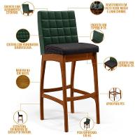 Kit 03 Banquetas Altas Mila Facto Verde Musgo Linho Chumbo - 7