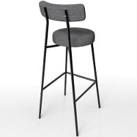 Kit 05 Banquetas Altas Cozinha Bar Sala De Jantar Em Aço Milão L02 Linho Cinza Escuro - Lyam Decor - 3