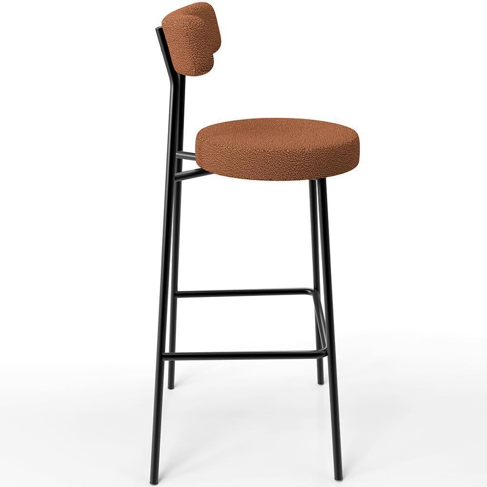 Kit 04 Banquetas Alta Bar Cozinha Sala De Jantar Estrutura Em Aço Milão L02 Bouclê Terracota - 3