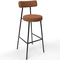 Kit 04 Banquetas Alta Bar Cozinha Sala De Jantar Estrutura Em Aço Milão L02 Bouclê Terracota - 7