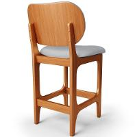 Kit 03 Banquetas Baixa Bar Cozinha E Sala De Jantar Fixa Betta L02 Imbuia Linho Cinza - 2