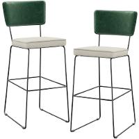 Kit 02 Banquetas Altas Facto Verde Musgo Linho Champagne - 1