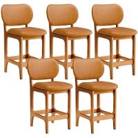 Kit 05 Banquetas Baixa Bar Cozinha E Sala De Jantar Fixa Betta L02 Imbuia Couríssimo Whisky - 1