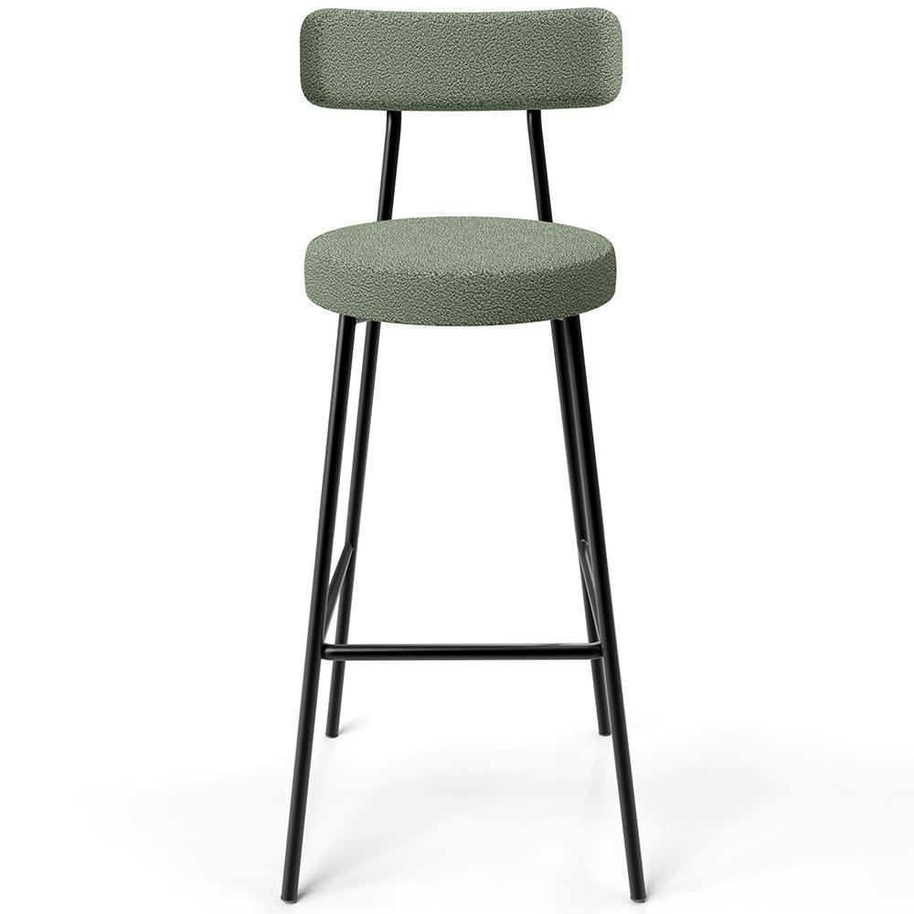 Kit 03 Banquetas Alta Bar Cozinha Sala De Jantar Estrutura Em Aço Milão L02 Bouclê Oliva - 4