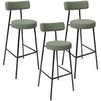 Kit 03 Banquetas Alta Bar Cozinha Sala De Jantar Estrutura Em Aço Milão L02 Bouclê Oliva - 1