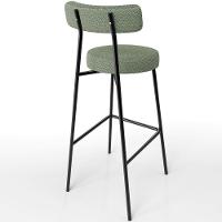 Kit 03 Banquetas Alta Bar Cozinha Sala De Jantar Estrutura Em Aço Milão L02 Bouclê Oliva - 3