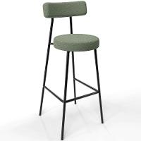 Kit 03 Banquetas Alta Bar Cozinha Sala De Jantar Estrutura Em Aço Milão L02 Bouclê Oliva - 7