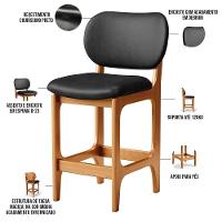 Kit 03 Banquetas Baixa Bar Cozinha E Sala De Jantar Fixa Betta L02 Imbuia Couríssimo Preto - 6