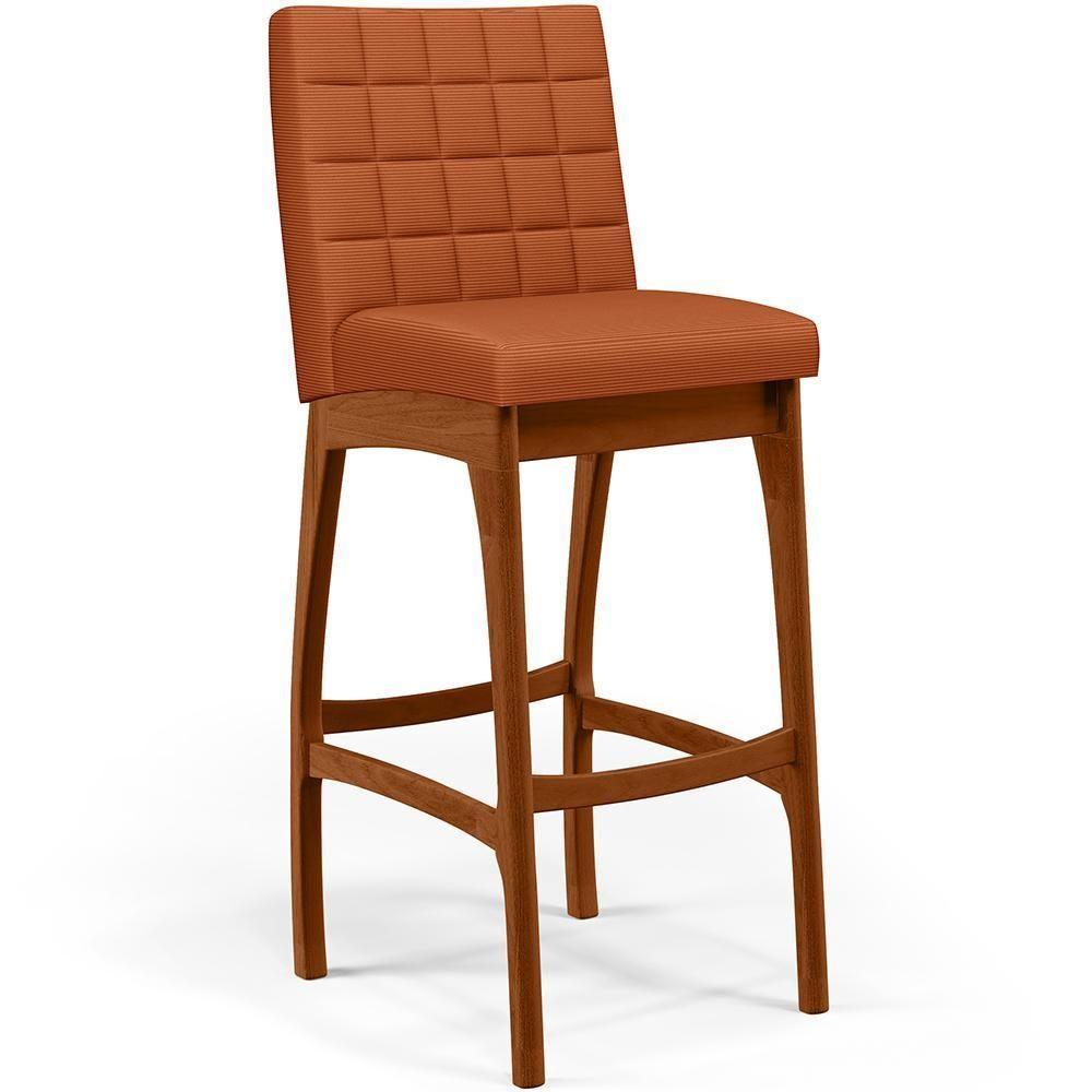 Kit 06 Banquetas Altas Para Cozinha Sala De Jantar Fixa Mila L02 Tecido Terracota - Lyam Decor - 3