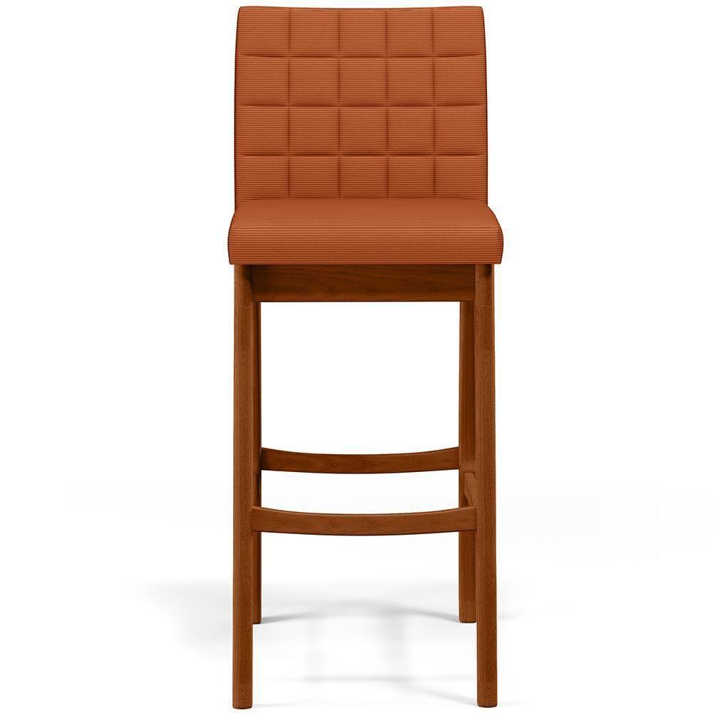 Kit 06 Banquetas Altas Para Cozinha Sala De Jantar Fixa Mila L02 Tecido Terracota - Lyam Decor - 5