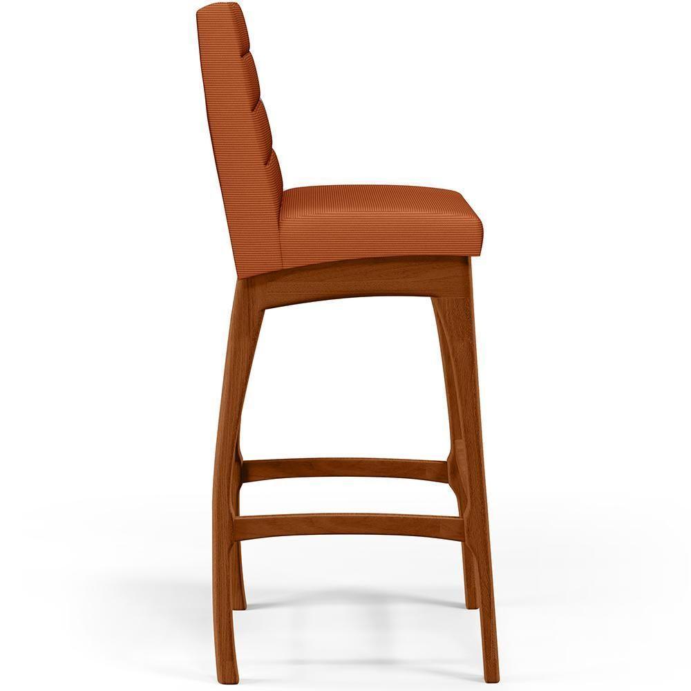 Kit 06 Banquetas Altas Para Cozinha Sala De Jantar Fixa Mila L02 Tecido Terracota - Lyam Decor - 8