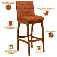 Kit 06 Banquetas Altas Para Cozinha Sala De Jantar Fixa Mila L02 Tecido Terracota - Lyam Decor - 2