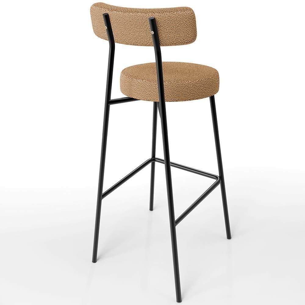 Kit 04 Banquetas Alta Bar Cozinha Sala De Jantar Estrutura Em Aço Milão L02 Bouclê Mostarda - 2