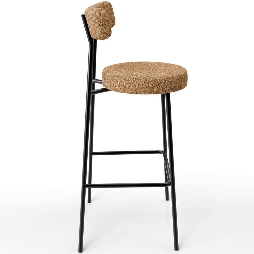 Kit 04 Banquetas Alta Bar Cozinha Sala De Jantar Estrutura Em Aço Milão L02 Bouclê Mostarda - 3